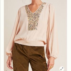 Anthropologie Kristie Sequined Peasant Blouses